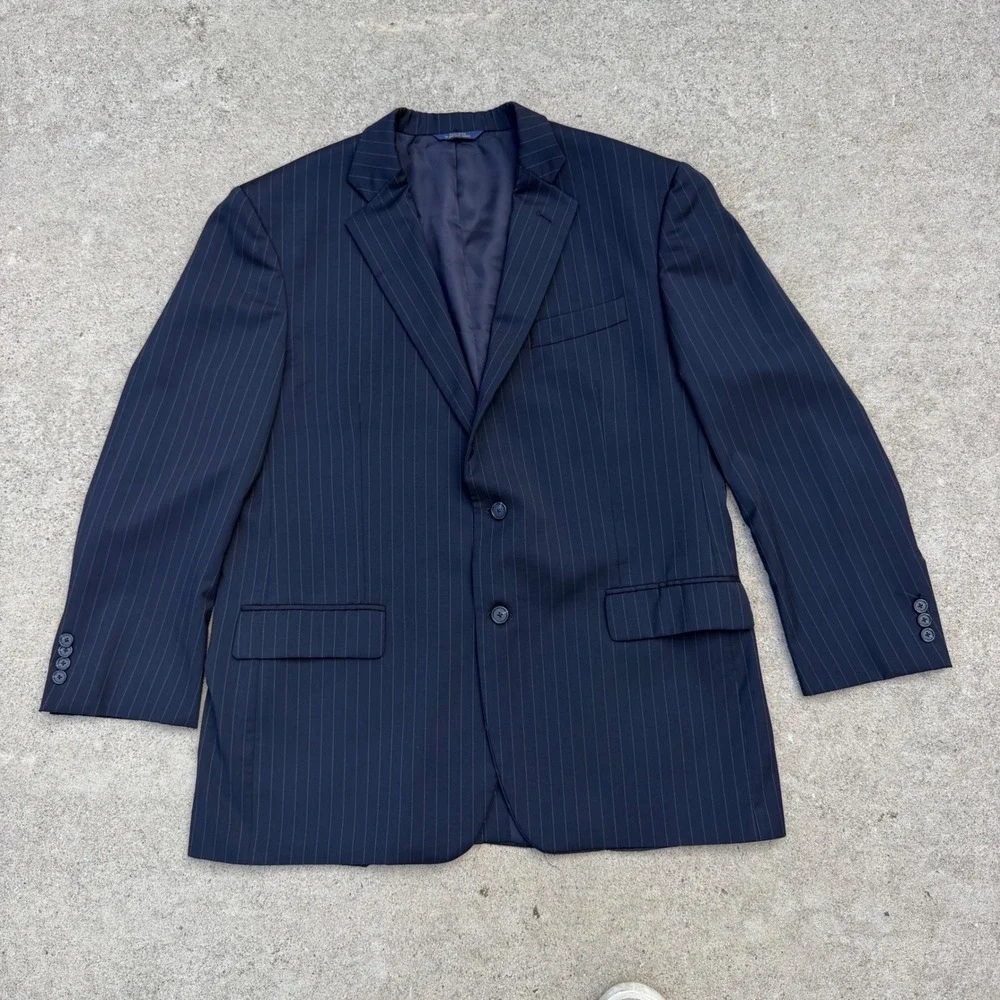 Brooks Brothers Sport Coat Mens 44R Navy Pinstripe 1818 Madison Wool Blazer USA